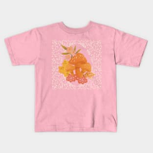 Whimsigoth Mushroom Floral Design: 70s Vintage Charm Kids T-Shirt